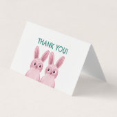 Dank u tentkaart met roze konijntjes met bril visitekaartje (Voorkant)