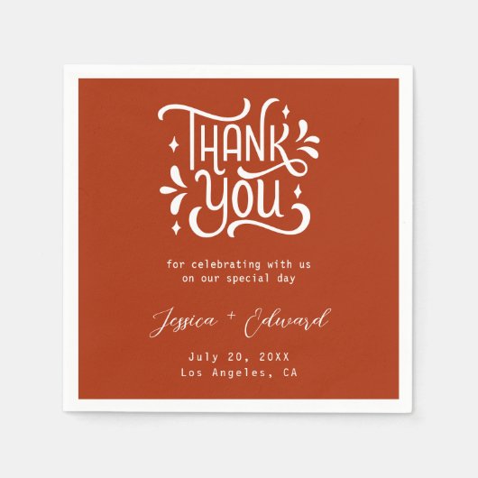 Dank u Terracotta Burnt Sinaasappel Modern Chic Servet (Voorkant)