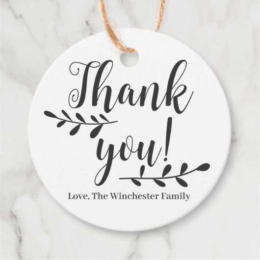 Dank u Thanksgiving van het douanemanuscript rusti Bedankjes Labels (Voorkant)