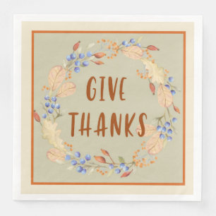 Dank u, Thanksgiving Wreath Napkins Servetten