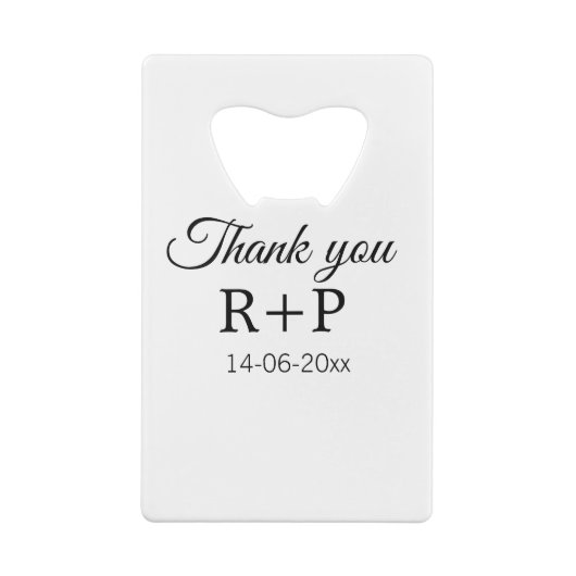 Dank u toevoegt de datum van de de brieftekst van  creditkaart flessenopener (Achterkant)