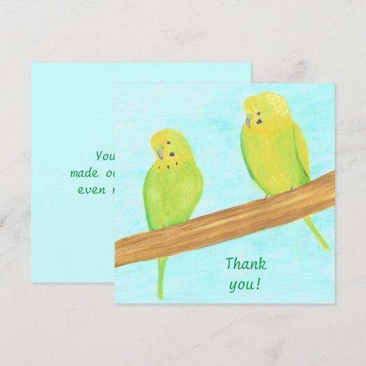 Dank u, Tortelduifjes Parakeets kaarten Notitiekaartje (Voorkant / Achterkant)