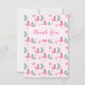 Dank u Tropische Flamingo Flowers Ledert Patroon Bedankkaart (Voorkant)