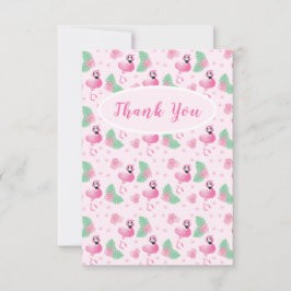 Dank u Tropische Flamingo Flowers Ledert Patroon Bedankkaart