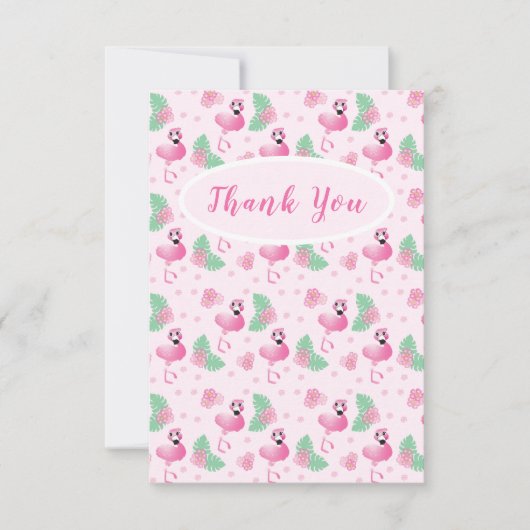 Dank u Tropische Flamingo Flowers Ledert Patroon Bedankkaart (Voorkant)
