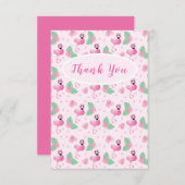 Dank u Tropische Flamingo Flowers Ledert Patroon Bedankkaart (Voorkant / Achterkant)