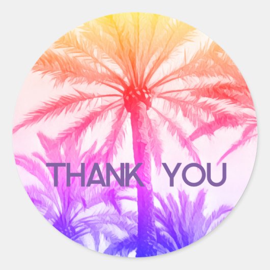 DANK U tropische palmboom retro 80's zomer Ronde Sticker (Voorkant)
