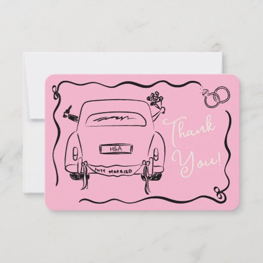 Dank u trouwbriefkaart kaart (Voorkant)