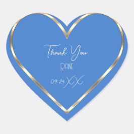 Dank U Trouwcadeau Blauwe Gouden Hart Bruids-  Sticker
