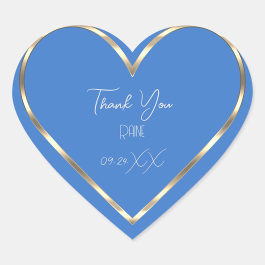 Dank U Trouwcadeau Blauwe Gouden Hart Bruids- Sticker (Voorkant)