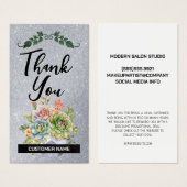 Dank u trouwe klant | Bloemen | Glitter Visitekaartje (Voorkant /achterkant)