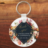 Dank U Trouwen  sinaasappel bloem ontwerp Sleutelhanger (Voorkant)