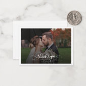 Dank u trouwfoto elegant notitiekaartje (Voorkant / Achterkant in situ)