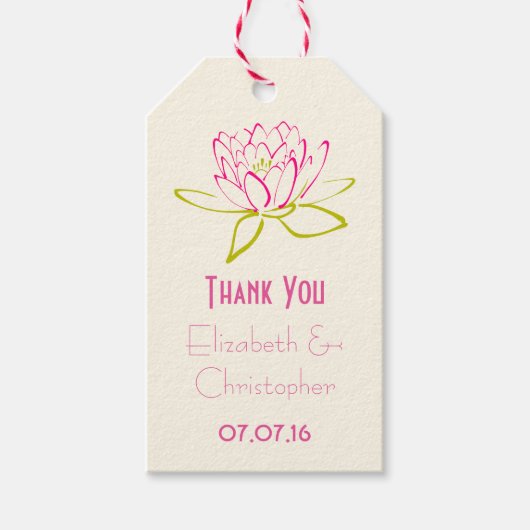 Dank u Trouwgunst Lotus Bloem Cadeaulabel (Voorkant)