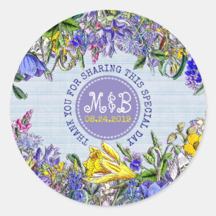 Dank u Trouwgunst Wildbloemen  Bloemen Ronde Sticker