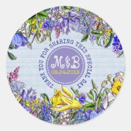 Dank u Trouwgunst Wildbloemen  Bloemen Ronde Sticker