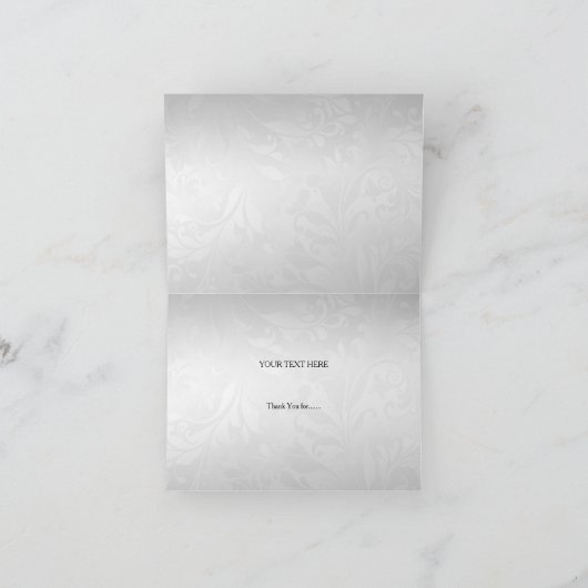 Dank U Trouwjurk Witte Parel Kant Damast Diamant. Bedankkaart (Binnen)