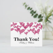 Dank u trouwkaarten met rode hartballonnen briefkaart (Staand voorkant)