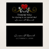 Dank u Trouwkaarten - Skeletten Holding Heart Visitekaartjes (Voorkant /achterkant)