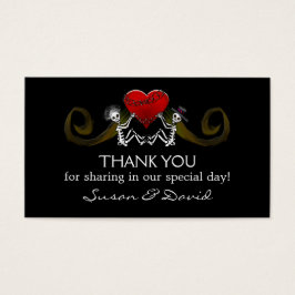 Dank u Trouwkaarten - Skeletten Holding Heart Visitekaartjes