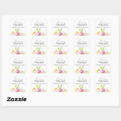 Dank u Trouwstickers Waterverf Roze Bloemen Vierkante Sticker (Vel)