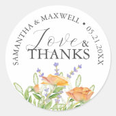 Dank u Trouwstickers Waterverf Wildflower Ronde Sticker (Voorkant)