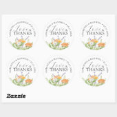 Dank u Trouwstickers Waterverf Wildflower Ronde Sticker (Vel)