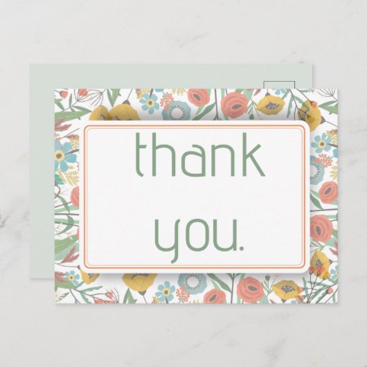 Dank u  Tuin Poppies Floral Baby shower Briefkaart (Voorkant / Achterkant)