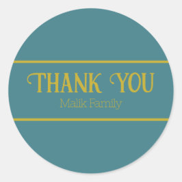 Dank u turquoise effen kleur personaliseren ronde sticker