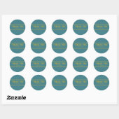 Dank u turquoise effen kleur personaliseren ronde sticker (Vel)