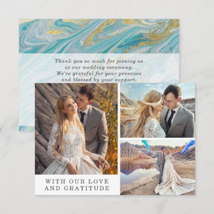 Dank u Turquoise & Gouden Marmeren Geode Fotokaart Kaart