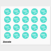 Dank u Turquoise White Brushack Typografie Ronde Sticker (Vel)