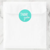 Dank u Turquoise White Brushack Typografie Ronde Sticker (Tas)