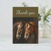 Dank u twee paarden Boerderij Bedankkaart (Staand voorkant)