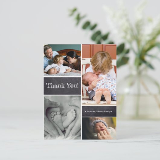 Dank u, tweede baby geboorteaankondiging briefkaart (Staand voorkant)