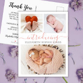 Dank u Typografie 3 Fotocollage Geboorte Aankondigingskaart