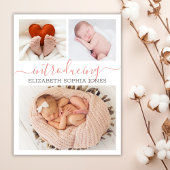 Dank u Typografie 3 Fotocollage Geboorte Aankondigingskaart