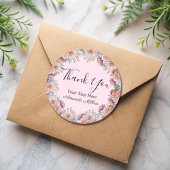 Dank u typografie bloesem blush roze klassieker ronde sticker