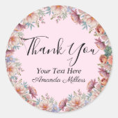 Dank u typografie bloesem blush roze klassieker ronde sticker (Voorkant)