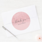 Dank u typografie chic blush roze glitter ombre ronde sticker (Envelop)