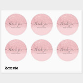 Dank u typografie chic blush roze glitter ombre ronde sticker (Vel)