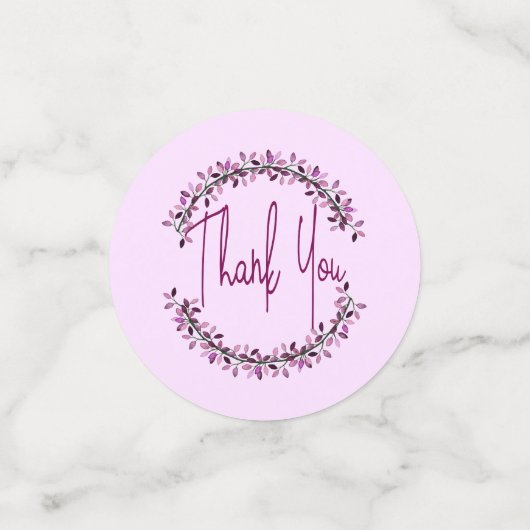 Dank U Typografie Chic Paarse Blad Krans Confetti (Kleine voorkant)