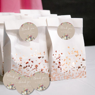 Dank U Typografie Lente Bloemen Bruids Bruiloft Ronde Sticker