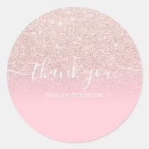 Dank u typografie roos roze glitter ombre