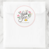Dank u-typografie roze bloemen accenten ronde sticker (Tas)