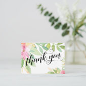 Dank u Typografie Roze Bloemen Bruiloft Favor Informatiekaartje (Staand voorkant)