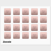 Dank U Typografie Script Sjabloon Roze Goud Vierkante Sticker (Vel)
