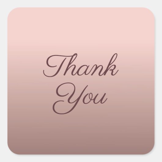 Dank U Typografie Script Sjabloon Roze Goud Vierkante Sticker (Voorkant)