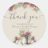Dank u Typografie Spring Flowers Vrijgezellenfeest Ronde Sticker (Voorkant)