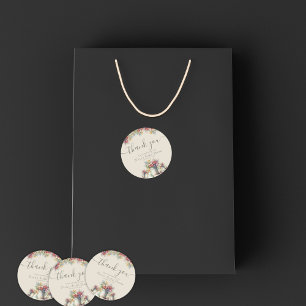 Dank u Typografie Spring Flowers Vrijgezellenfeest Ronde Sticker